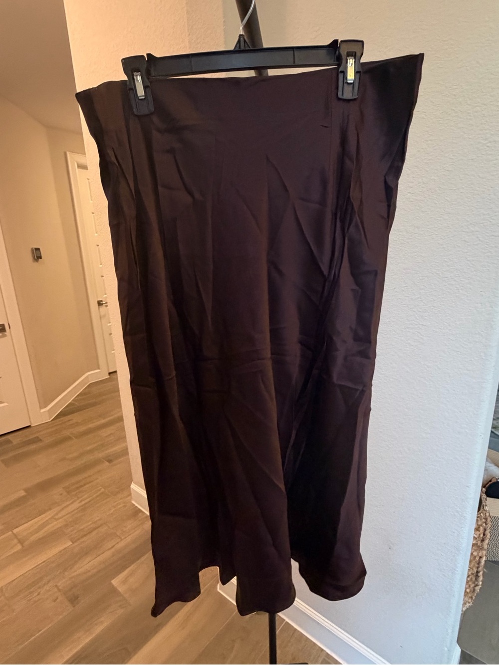 Quince 100% Washable Silk Midi Skirt Chocolate Plum Brown 1X nwt